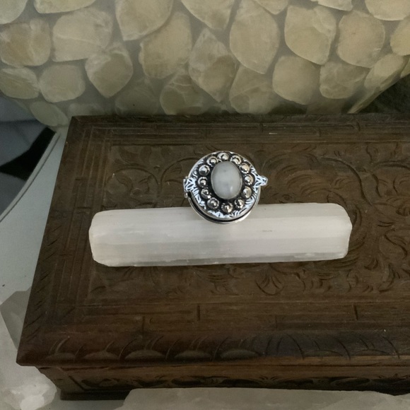 Silver Moonstone Poison Ring - Picture 1 of 11